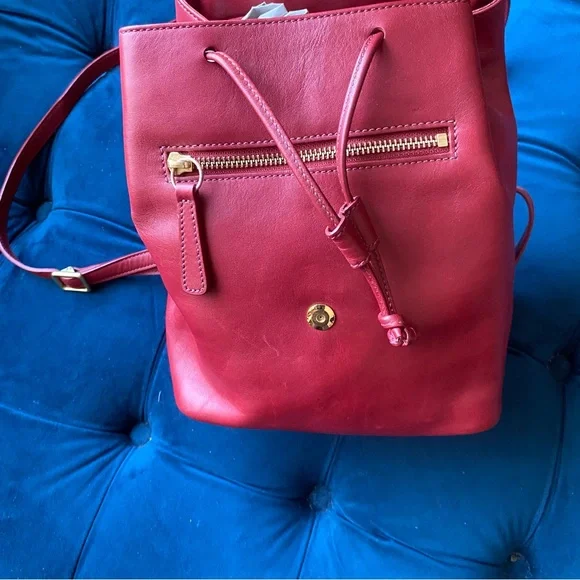 COACH VINTAGE RED LEATHER BACKPACK BAG - Picture 4 of 8